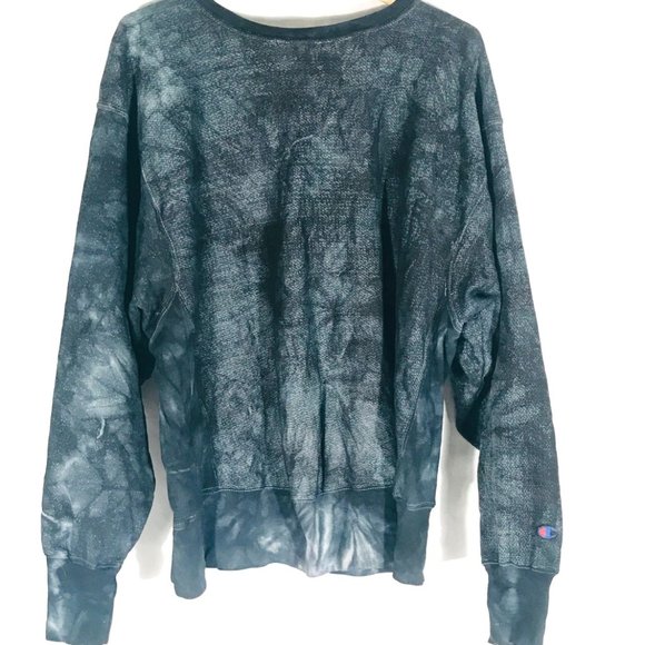 Champion Tops - Champion Reverse Weaving Custom XL Size Extra Large Blue Black Grunge Vintage